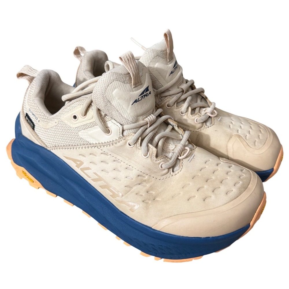 Altra Olympus 6 Gore-Tex Trail Running Shoes Mens 9.5 Tan Blue AL0A85NM921